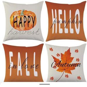 Autumn Themed Pillow Covers Set 18” by 18”